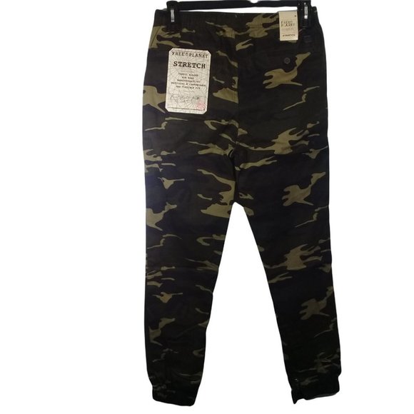 Free Planet Men's Camo Stretch Elastic Waist Leg's Zipper Slim Fit Joggers - Picture 4 of 8